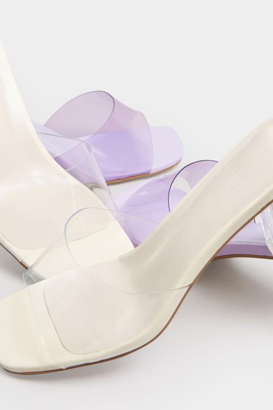 Lilac Purple & Clear Block Heel Mules In Extra Wide EEE Fit | Yours Clothing 7