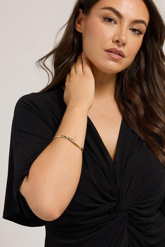 Plus Size  Yours Gold Tone Star Diamante Cuff Bracelet