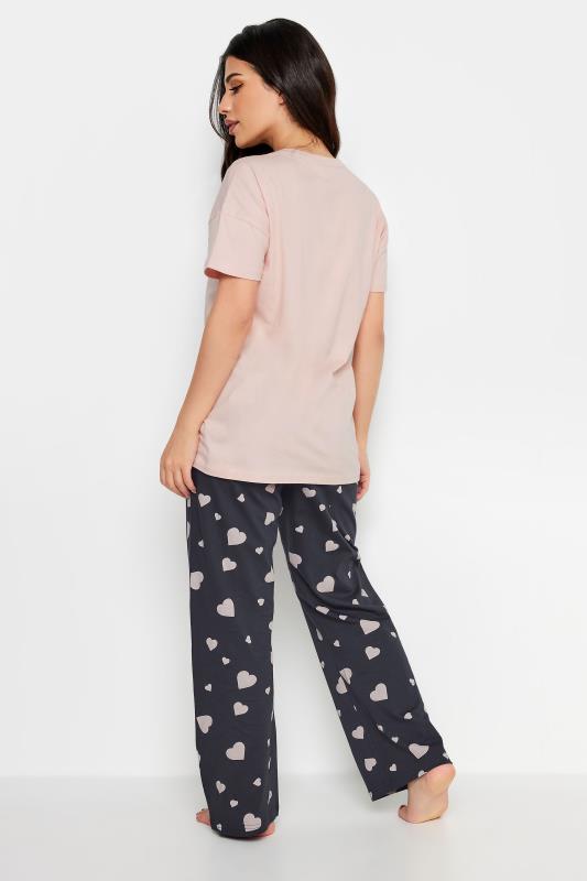 PixieGirl Petite Womens Light Pink Heart Print Wide Leg Pyjama Set | Long Tall Sally 2