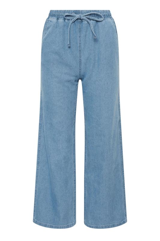 PixieGirl Petite Women's Blue Drawstring Wide Leg Jeans | PixieGirl 5