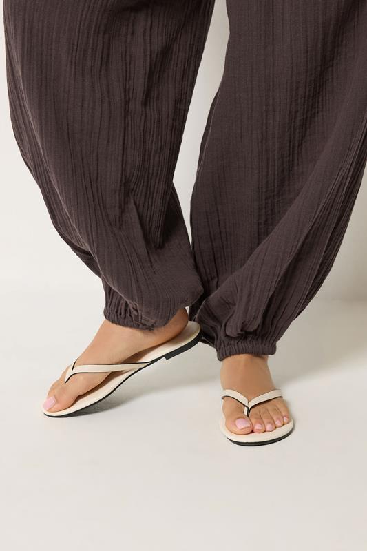 PixieGirl Petite Women's Chocolate Brown Cheesecloth Cotton Balloon Trousers | PixieGirl 4