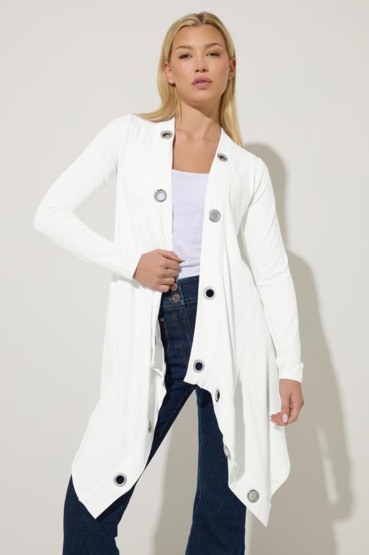  STAR White Eyelet Detail Waterfall Cardigan