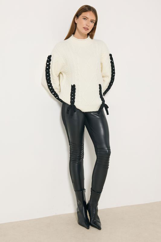 STAR Ivory White Contrast Trim Cable Knit Jumper | StarByJM 2