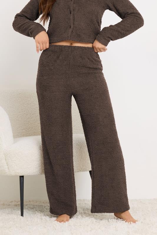 PixieGirl Petite Women's Chocolate Brown Chenille Wide Leg Trousers | PixieGirl 3