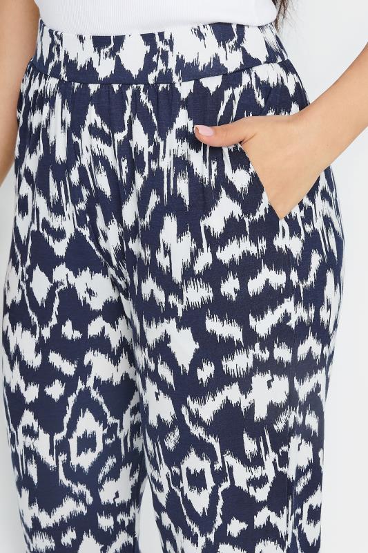 PixieGirl Petite Women's Navy Blue Abstract Print Harem Trousers | PixieGirl 4