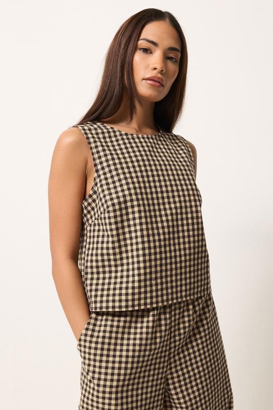 PixieGirl Petite Brown Gingham Top