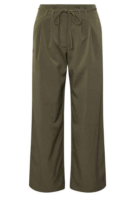 PixieGirl Petite Womens Green Tie Wide Leg Trousers | PixieGirl 5