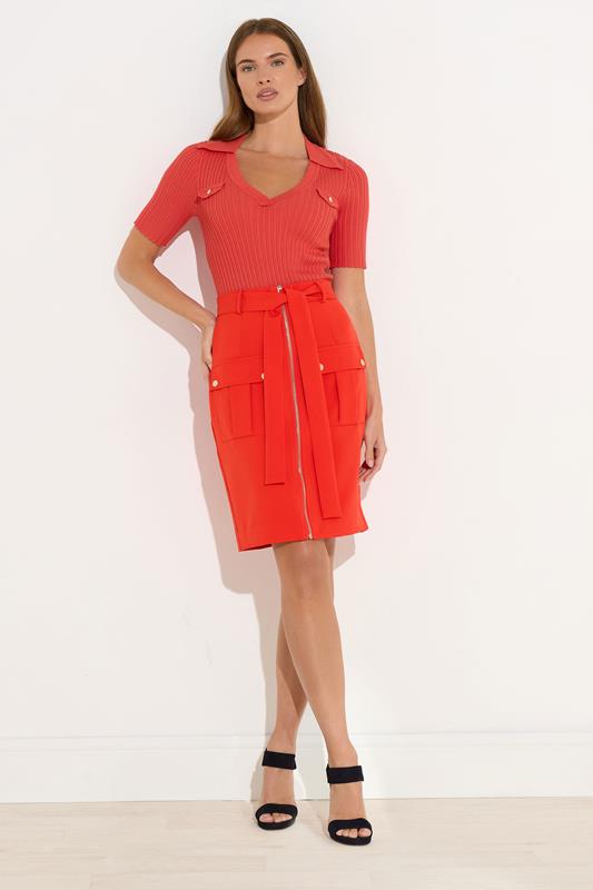 STAR Coral Orange Knitted Pocket Collar Top | StarByJM 2