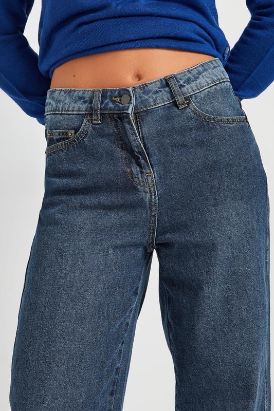 PixieGirl Petite Women's Dark Blue Non-Stretch Barrel Leg Jeans | PixieGirl 5