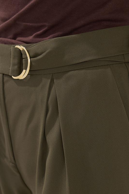 PixieGirl Petite Women's Olive Green Belted Wide Leg Trousers | PixieGirl 4