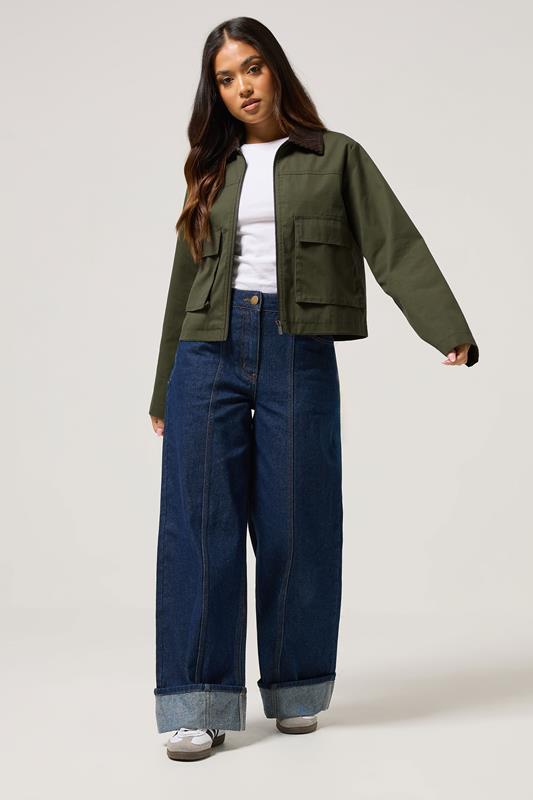 PixieGirl Petite Women's Green Cord Collar Barn Jacket | PixieGirl 4