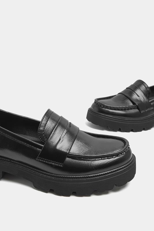 Black Platform Loafers In Wide E Fit | Yours Clothing 4