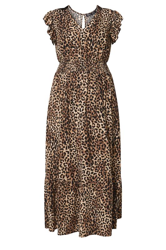 M&Co Petite Brown Animal Print V-Neck Dress | M&Co 5