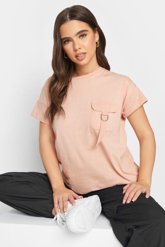 Petite Pink Utility Pocket T-Shirt | PixieGirl  1