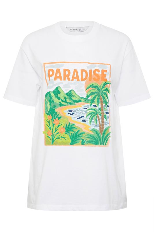 PixieGirl Petite Women's White 'Paradise' Slogan Cotton T-Shirt | PixieGirl 5