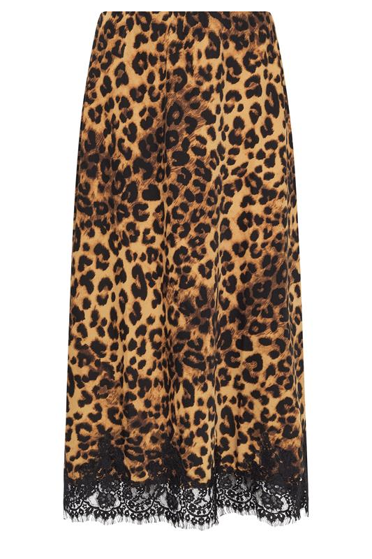 STAR Brown Leopard Lace Trim Satin Skirt | StarByJM 6