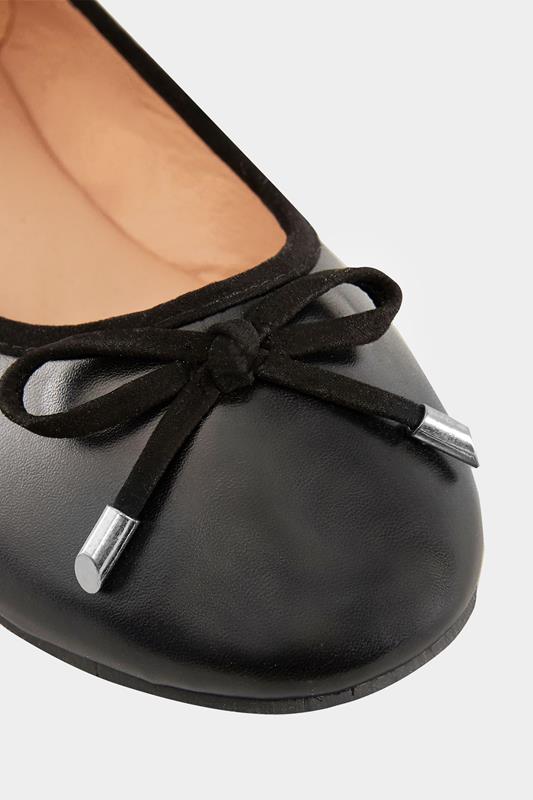 Black Ballerina Pumps In Wide E Fit & Extra Wide EEE Fit | Yours Clothing 5