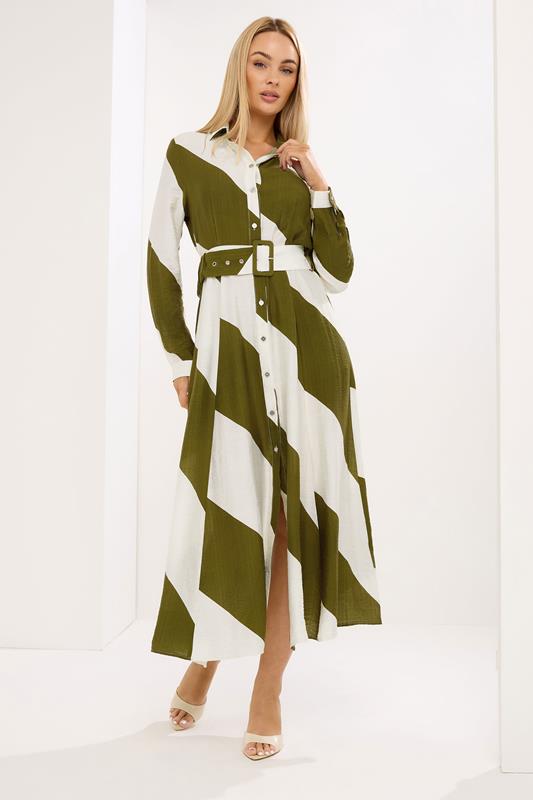 STAR Khaki Green Stripe Shirt Dress | StarByJM 1