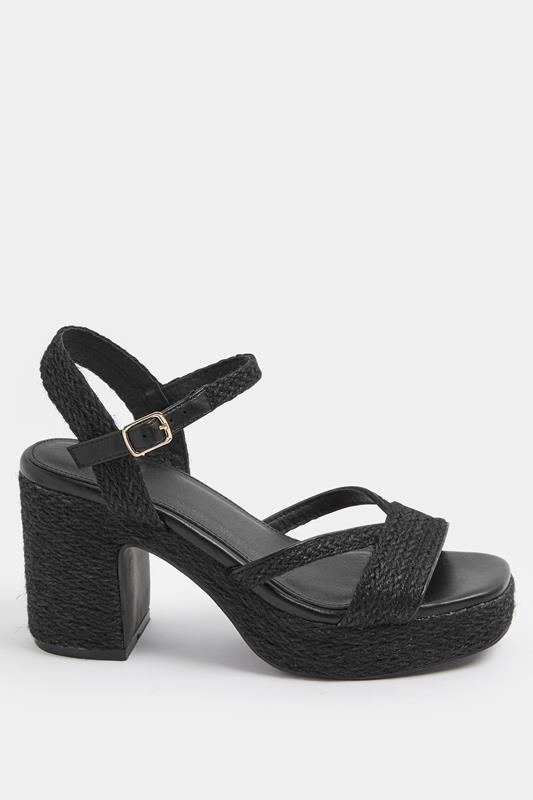Black Rope Heel Sandals In Wide E Fit | Yours Clothing 2