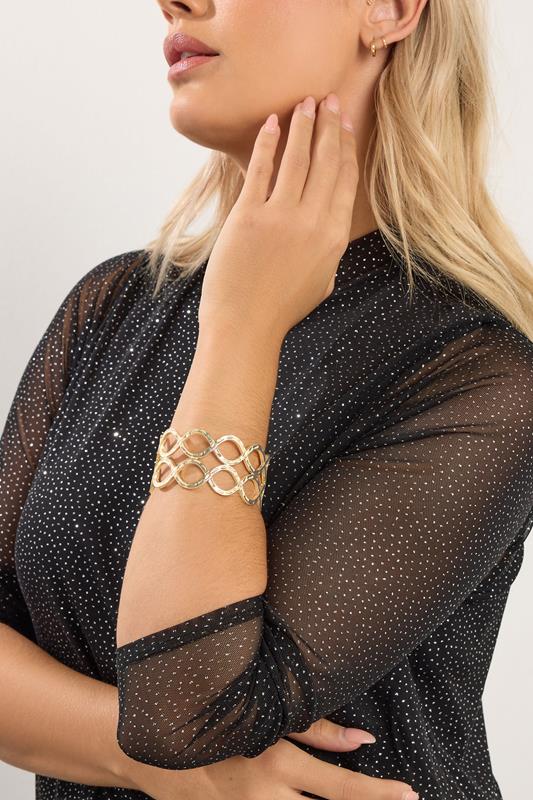 Plus Size  Yours Gold Tone Textured Twist Cuff Bracelet