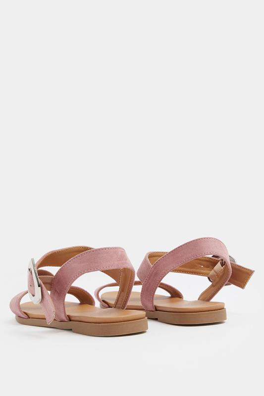 Pink Buckle Detail Sandals In Wide E Fit | Yours Clothing 4