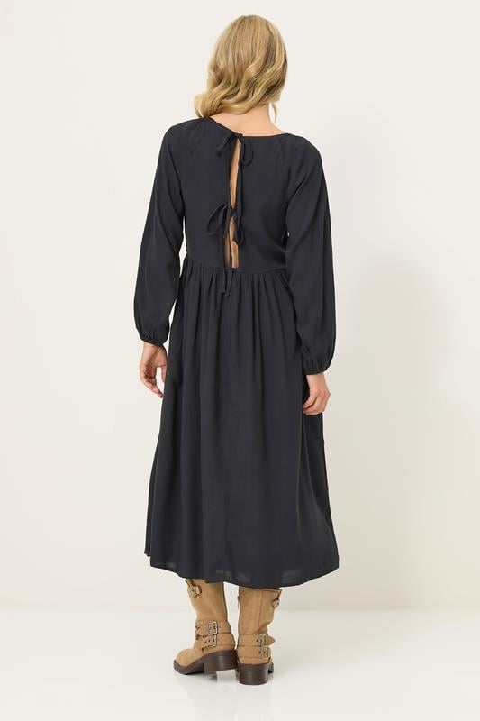 PixieGirl Petite Women's Black Woven Tie Back Smock Dress | PixieGirl 3