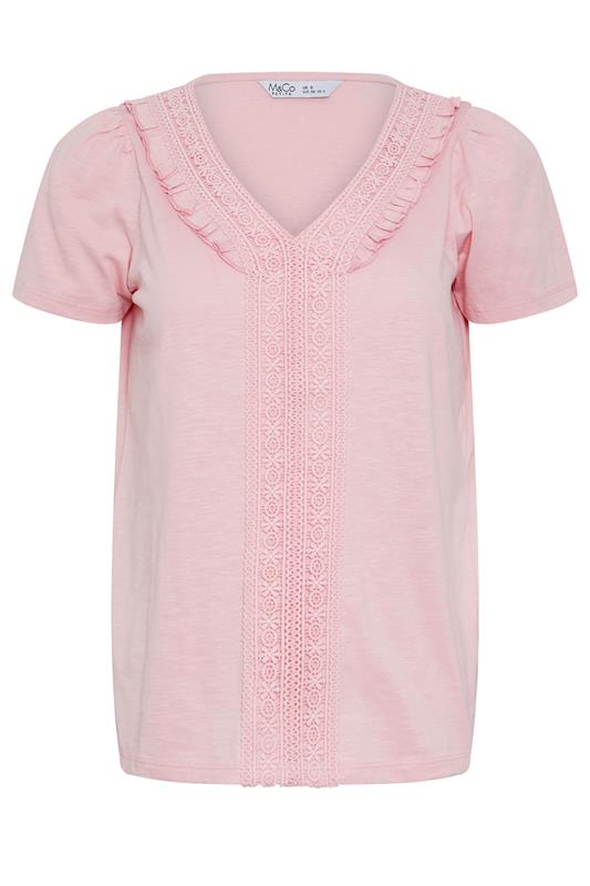  M&Co Petite Pink Short Sleeve Frill Cotton Blouse