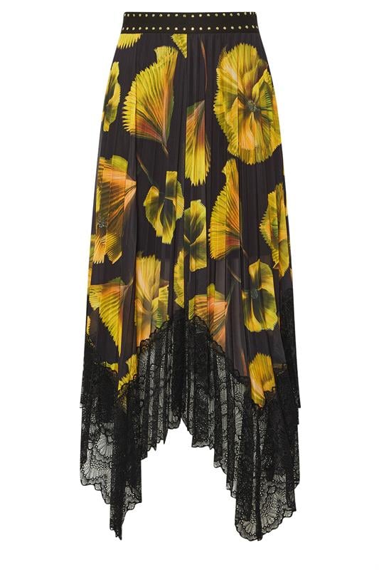 STAR Yellow Floral Pleated Mesh Skirt | StarByJM 7