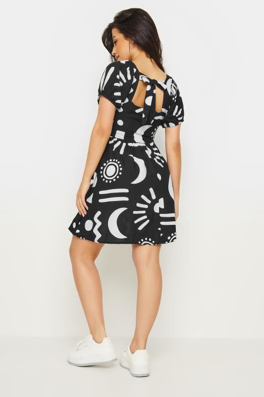 Petite  PixieGirl Black Abstract Print Linen Mini Dress