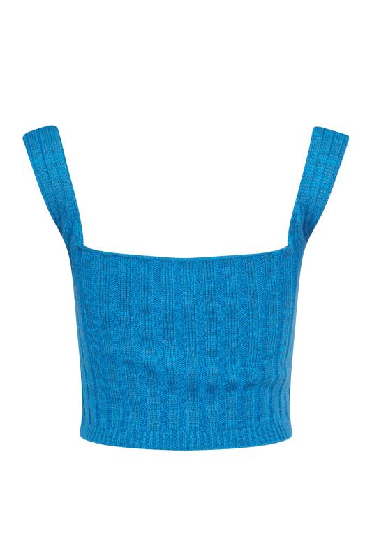 Petite Blue V-Neck Ribbed Knitted Vest Top | PixieGirl 7