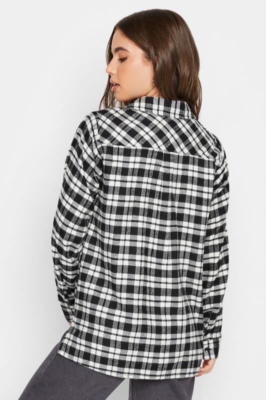 Petite Black & White Check Print Brushed Boyfriend Shirt | PixieGirl 3