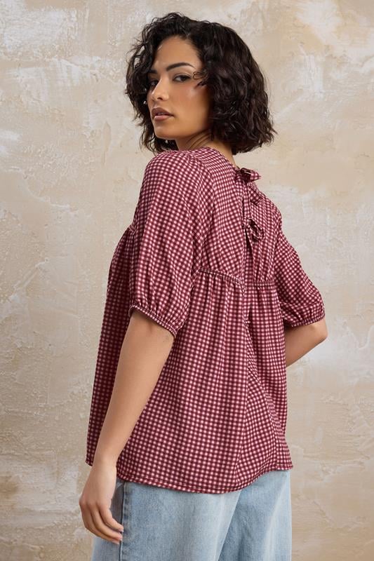 PixieGirl Petite Women's Red Gingham Tie Back Top | PixieGirl 3