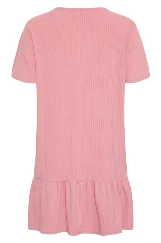 Petite Pink Ribbed Peplum T-Shirt Dress | PixieGirl  7