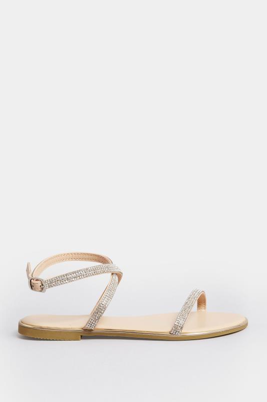 PixieGirl Rose Gold Diamante Sandals In Standard Fit | PixieGirl 3