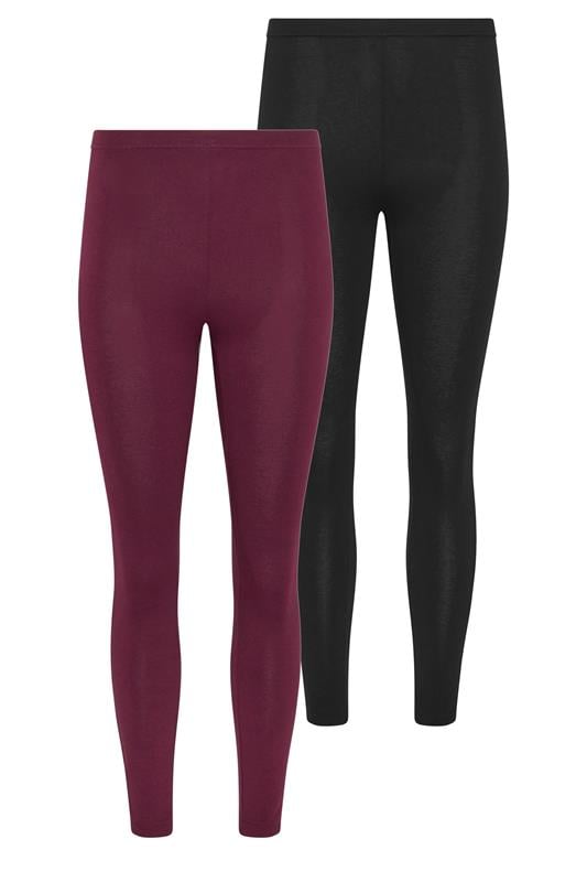  PixieGirl Petite 2 PACK Burgundy Red & Black Cotton Leggings