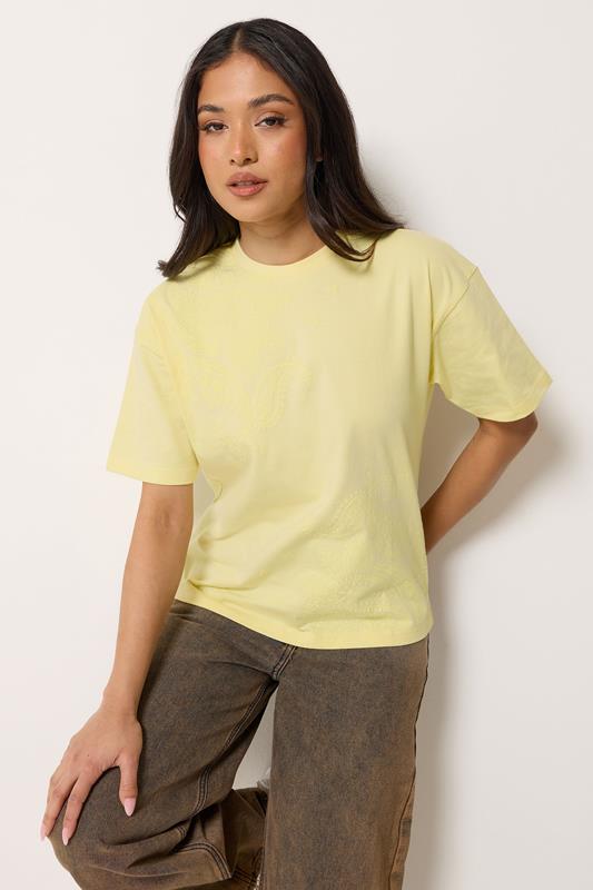 PixieGirl Petite Lemon Yellow Paisley Cotton T-Shirt