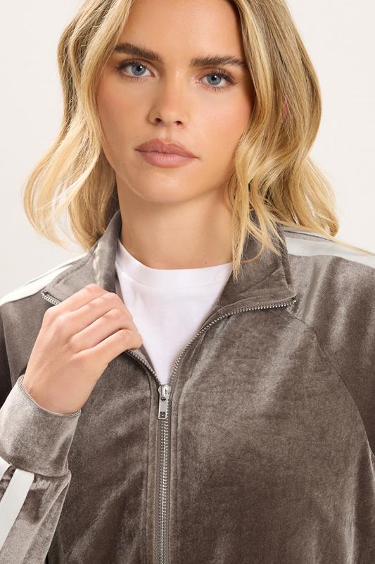 PixieGirl Petite Women's Brown Side Stripe Velvet Jacket | PixieGirl 5