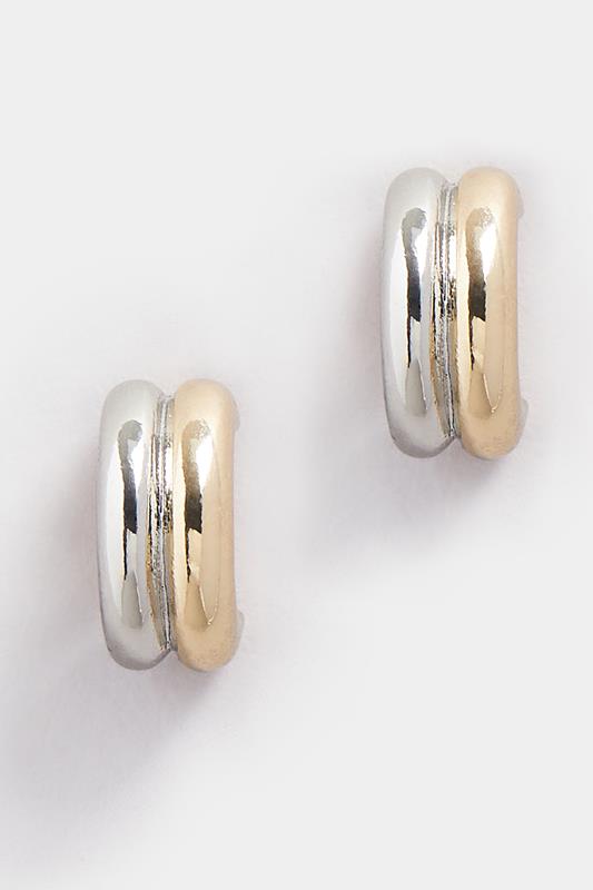 Plus Size  Yours Two Tone Silver & Gold Chunky Hoop Earrings