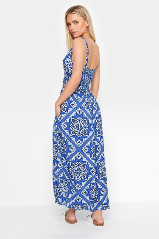 Petite Blue Tile Print Maxi Dress | PixieGirl 3