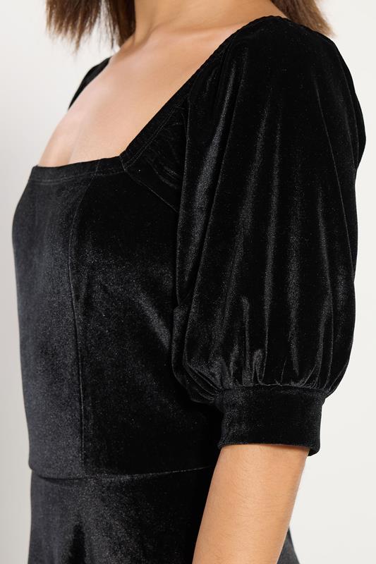 PixieGirl Petite Women's Black Square Neck Velvet Dress | PixieGirl 4