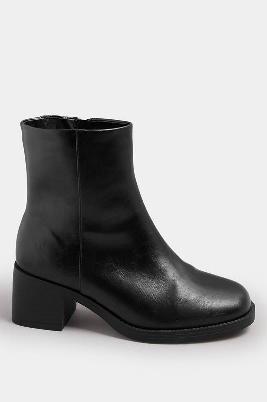 Black Faux Leather Square Toe Chelsea Boots In Extra Wide EEE Fit | Yours Clothing 4