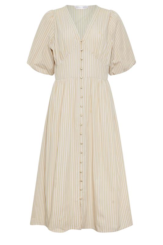 PixieGirl Petite Women's Natural Brown Striped Tea Maxi Dress | PixieGirl 5