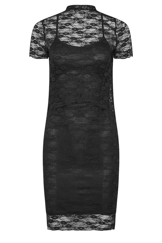 PixieGirl Petite Women's Black Lace Short Sleeve Dress | PixieGirl 1
