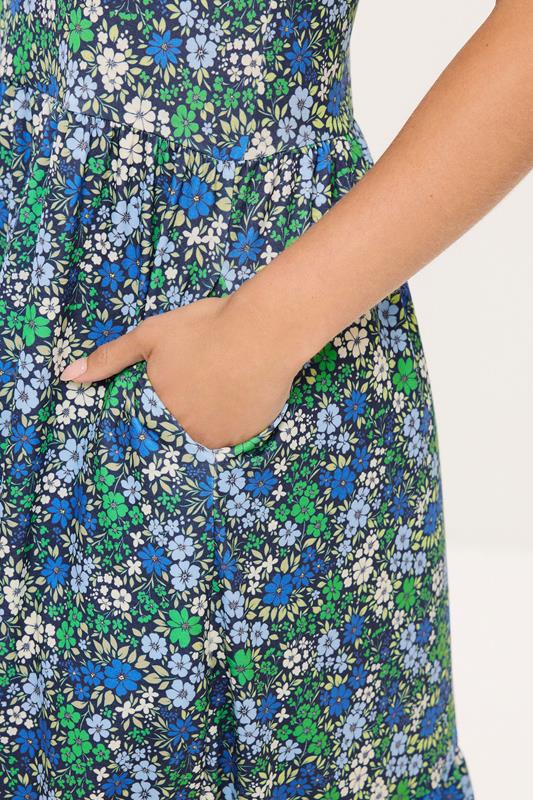 M&Co Petite Blue Floral Ditsy Print Sleeveless Dress | M&Co 4