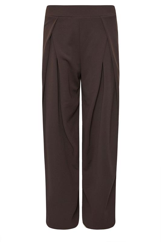 Petite  PixieGirl Petite Brown Wrap Pleated Wide Leg Trousers