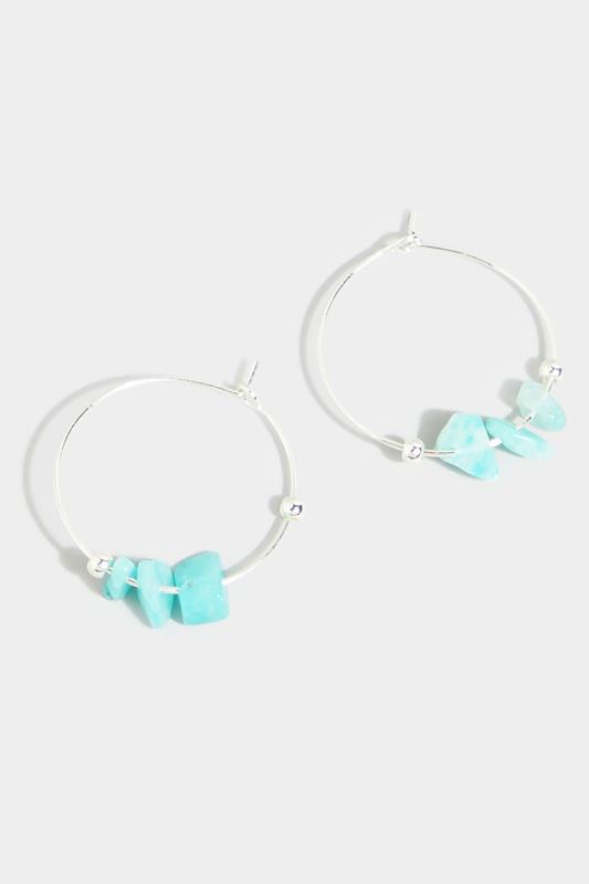 Silver Stone Hoop Earrings | Yours Clothing 4
