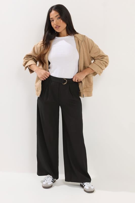  PixieGirl Petite Black Belted Wide Leg Trousers