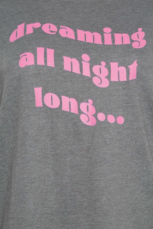 PixieGirl Petite Womens Charcoal Grey 'Dreaming All Night Long' Slogan Pyjama Set | PixieGirl 7