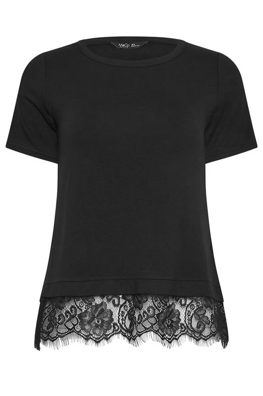 M&Co Petite Black Lace Hem T-Shirt | M&Co 5