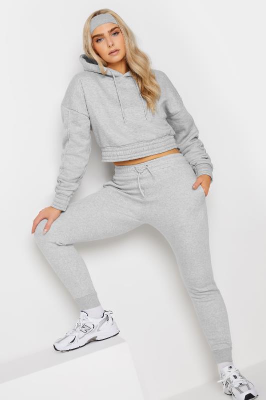 GREY Basic cropped hoodie and joggers set